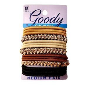 Goody Ouchless No-Metal Elastics Hair Tie (15 Ct, Neutrals/Multi) - 4MM